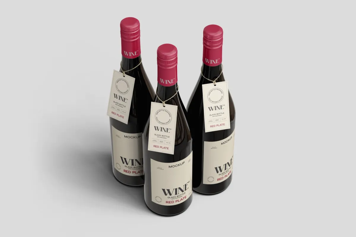 Glass Wine Bottle Packaging Mockup