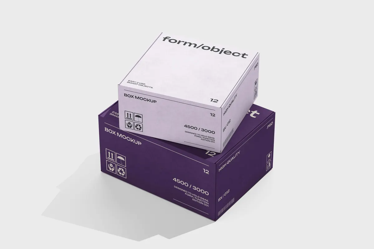 Two Stacked Carton Boxes Mockup