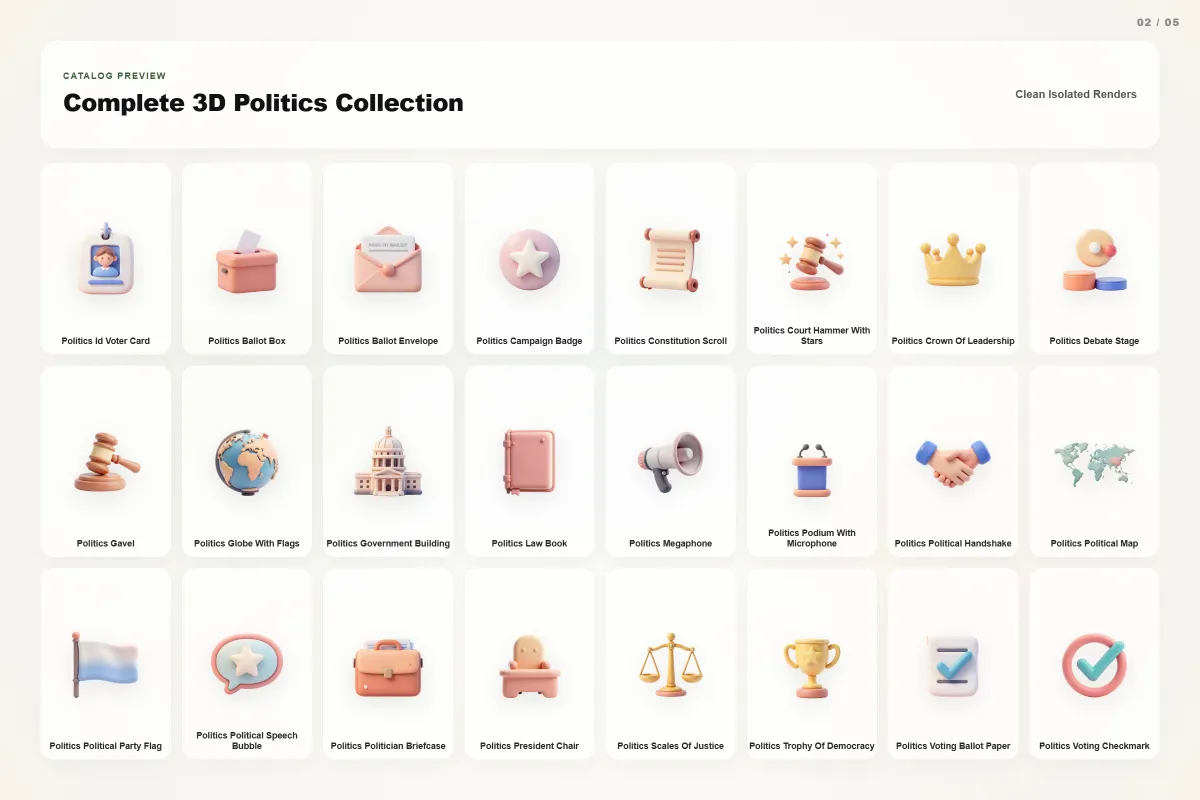 3D Politics Icons | Pixelbuddha