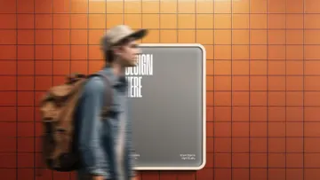 Tile Wall Lightbox Poster Mockup