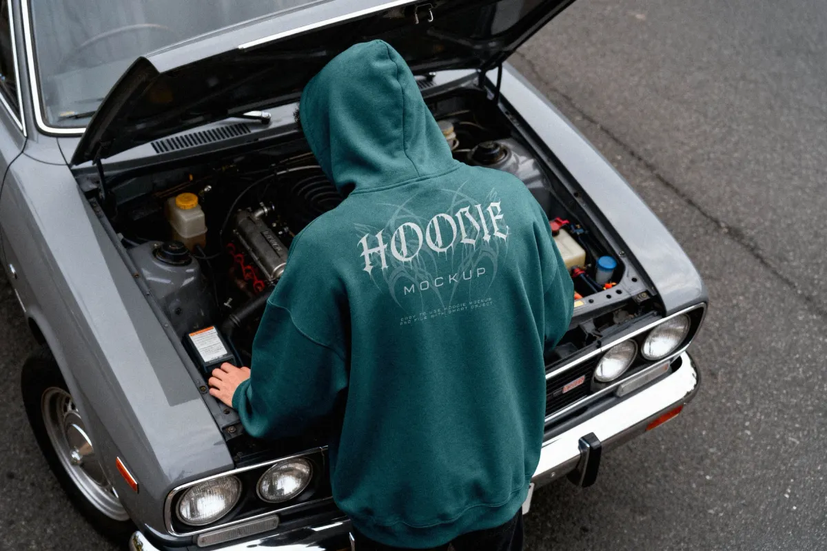 Oversize Hoodie Mockup Back View