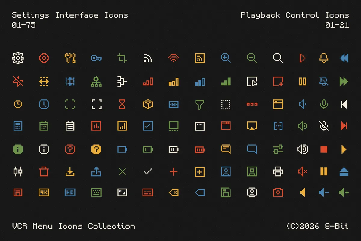VCR Pixel Menu Graphics