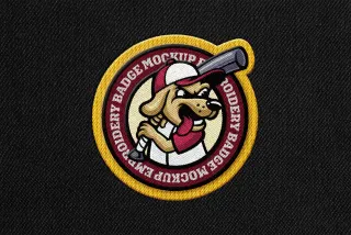 Embroidered Patch Mockup with Detailed Stitching