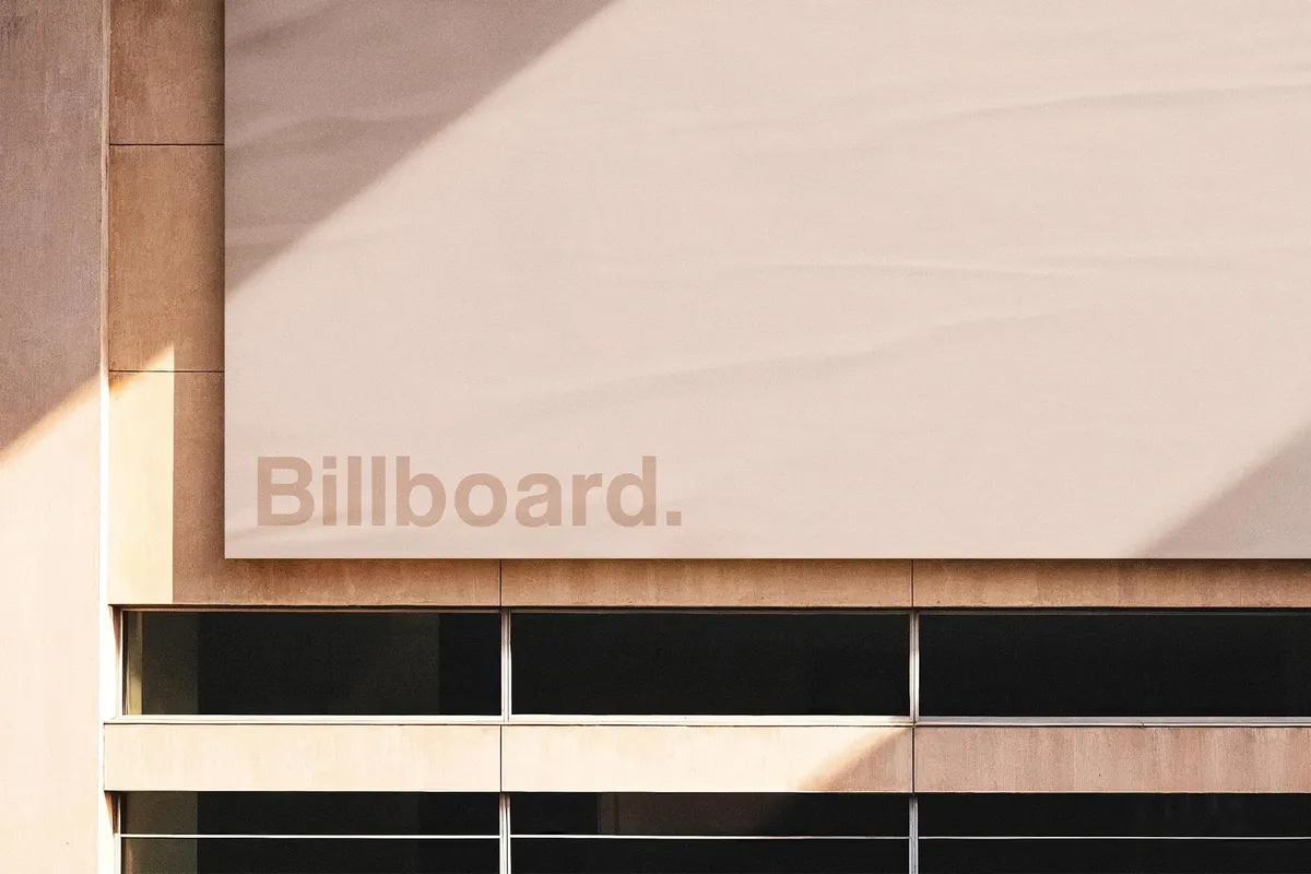 Glued Building Billboard Mockup