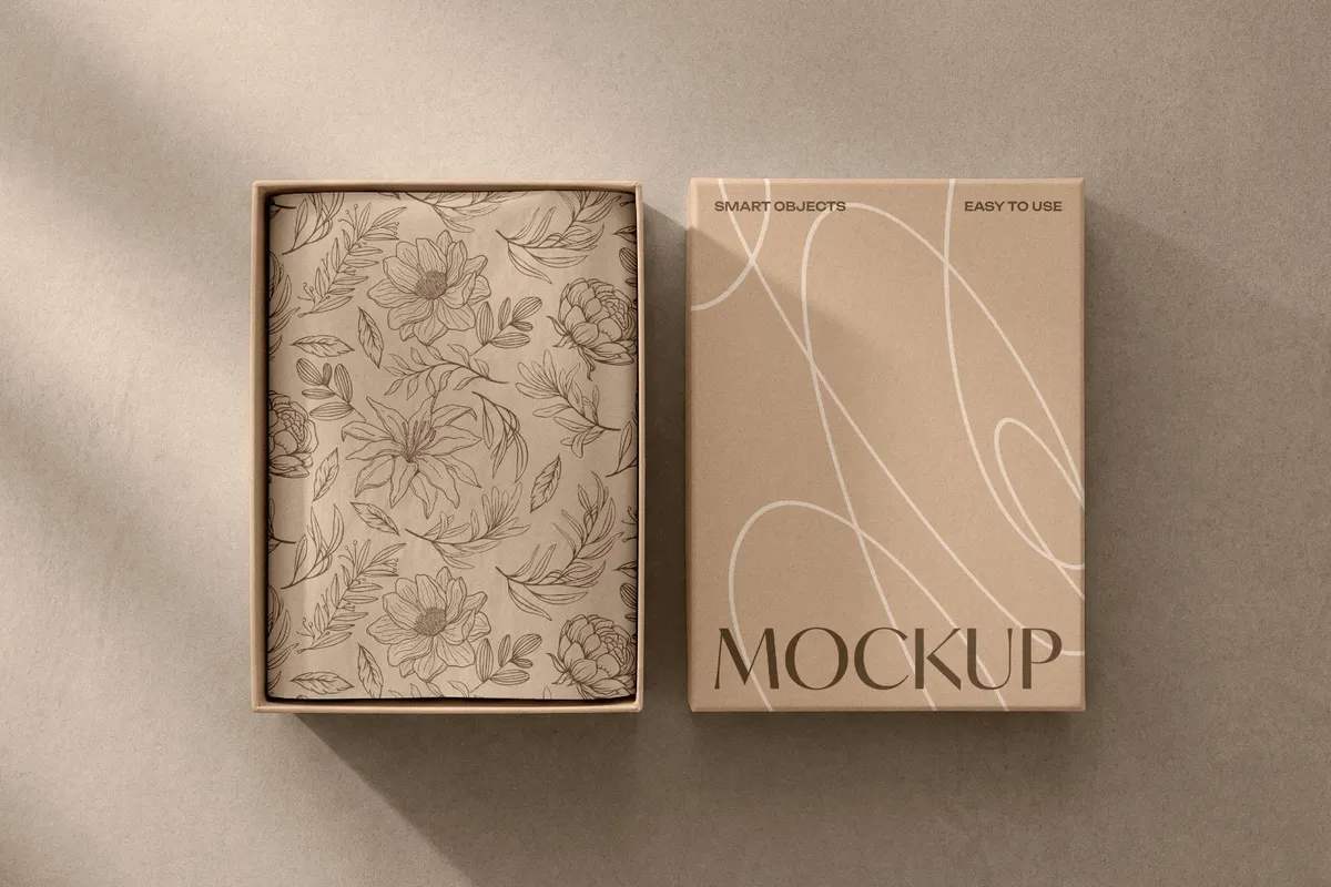 Tissue Paper & Box Packaging Mockup