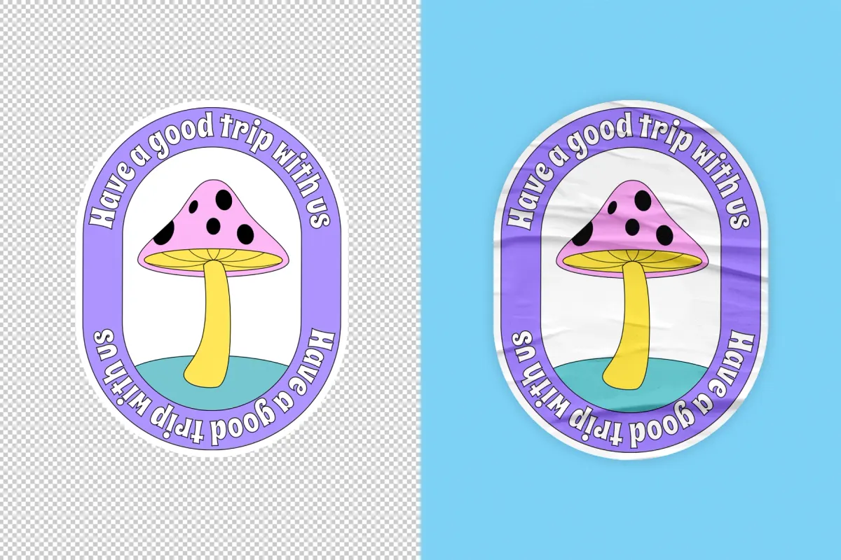 Creased Sticker Mockup