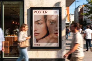 Framed Outdoor Poster Mockup