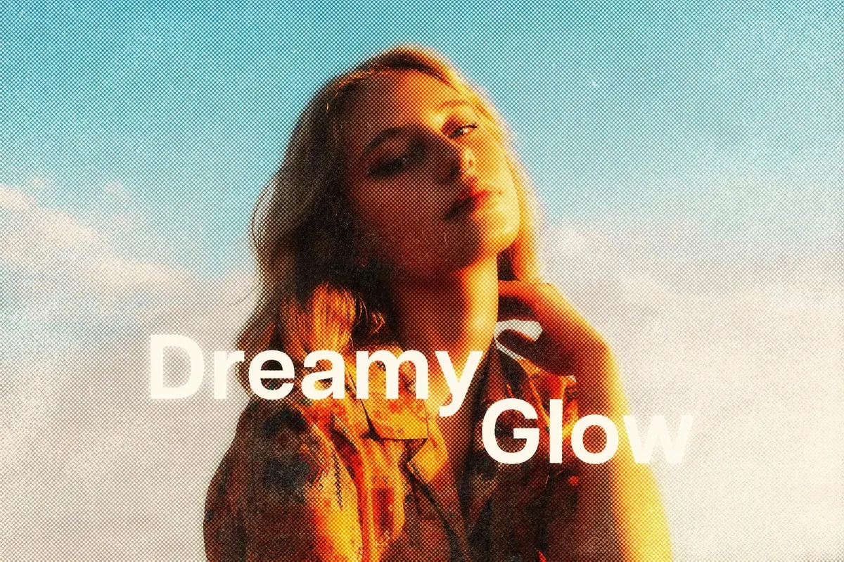 Dreamy Glow Halftone Print Effect