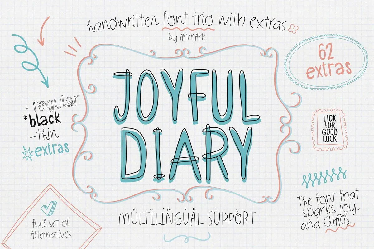 Joyful Diary | Playful Handwritten Font Trio