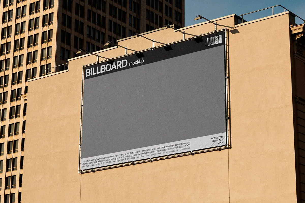 Large Billboard Mockup on Building Wall