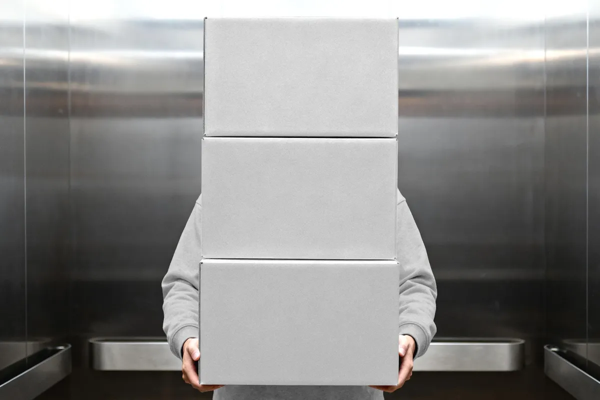 Delivery Box Mockup in Elevator