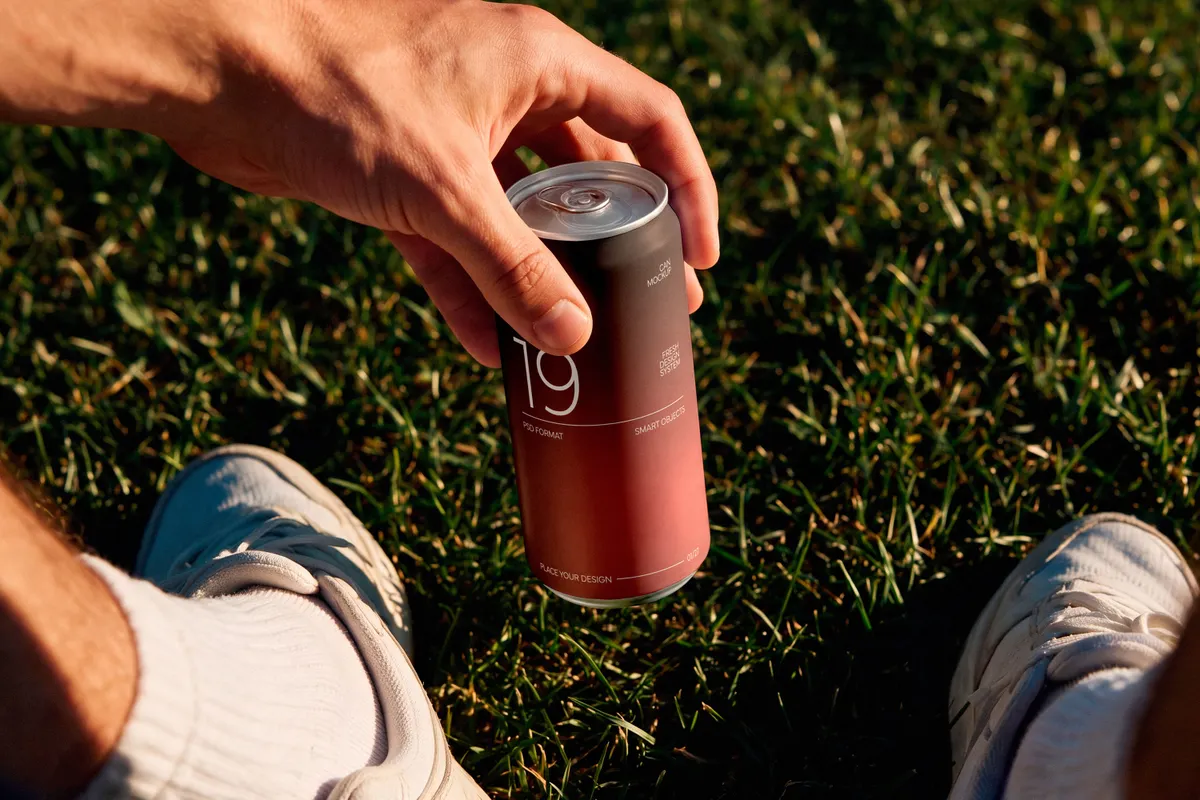 Slim Can Mockup in Sunlight