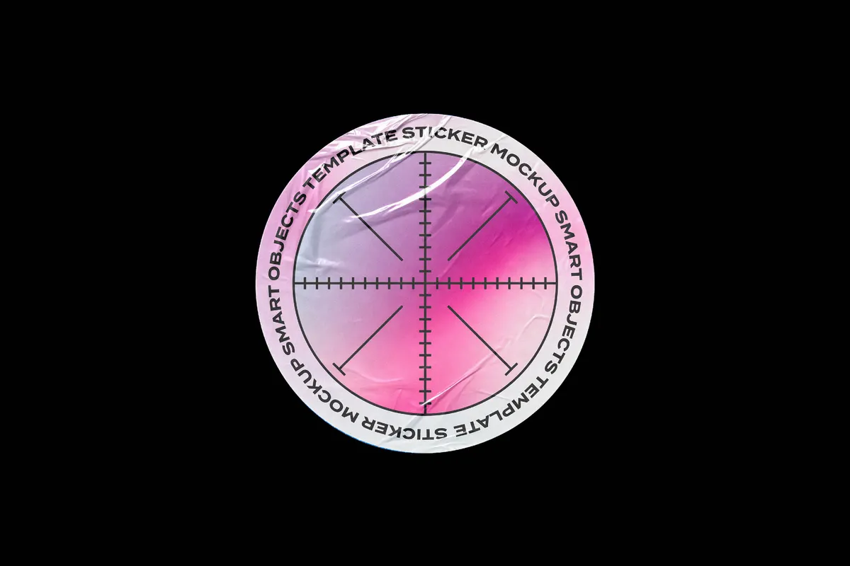 Round Plastic Sticker Mockup