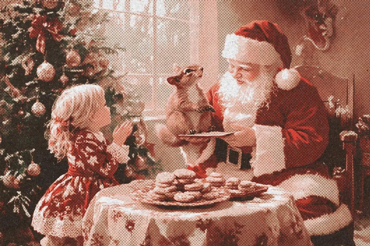 Vintage Christmas Postcard Effect