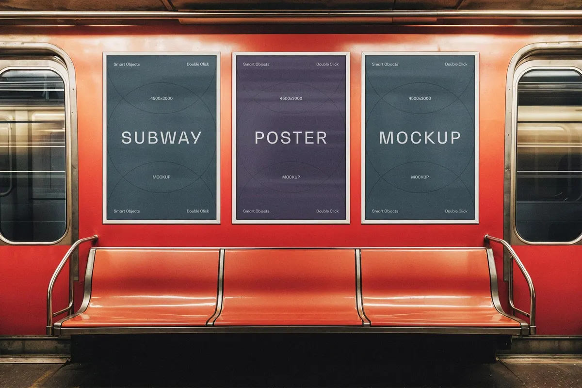 Subway Train Posters Mockup