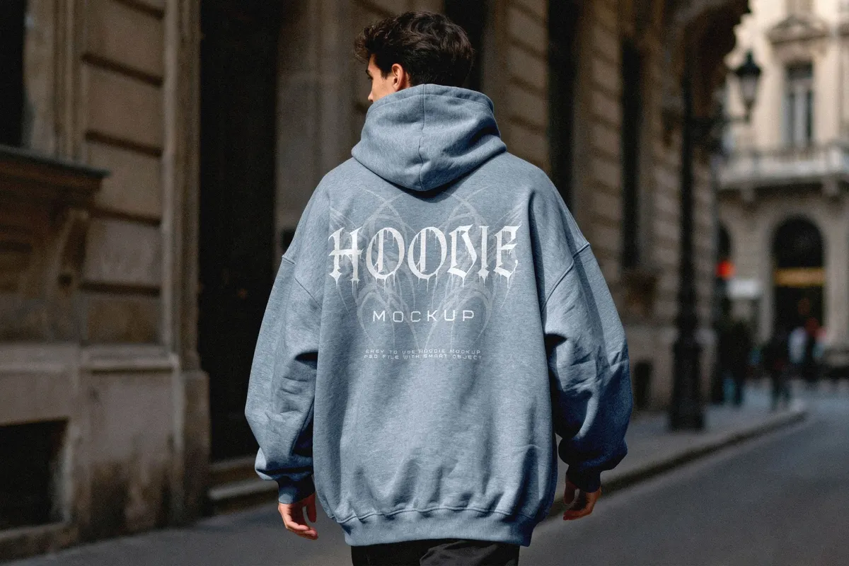 Oversize Hoodie Mockup Back View
