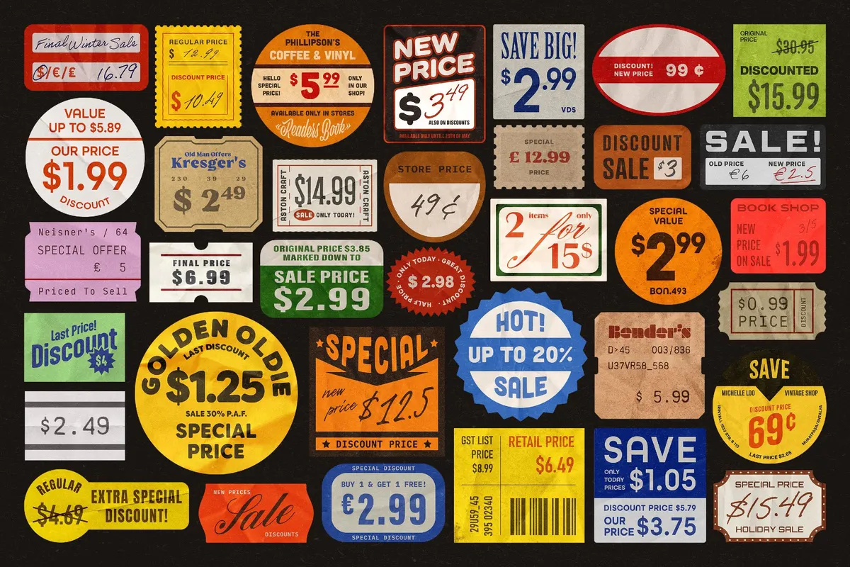 Vintage Price Stickers & Retail Tags