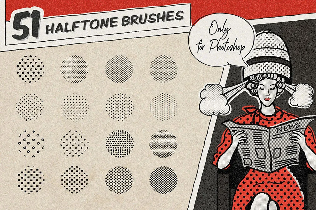 Vintage Comics: Halftone Photoshop Brushes