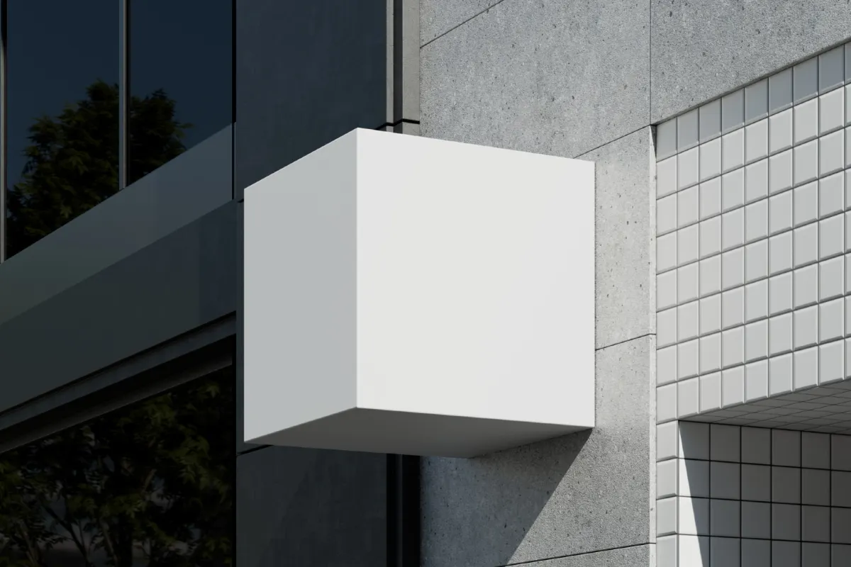 Outdoor Cube Sign Mockup