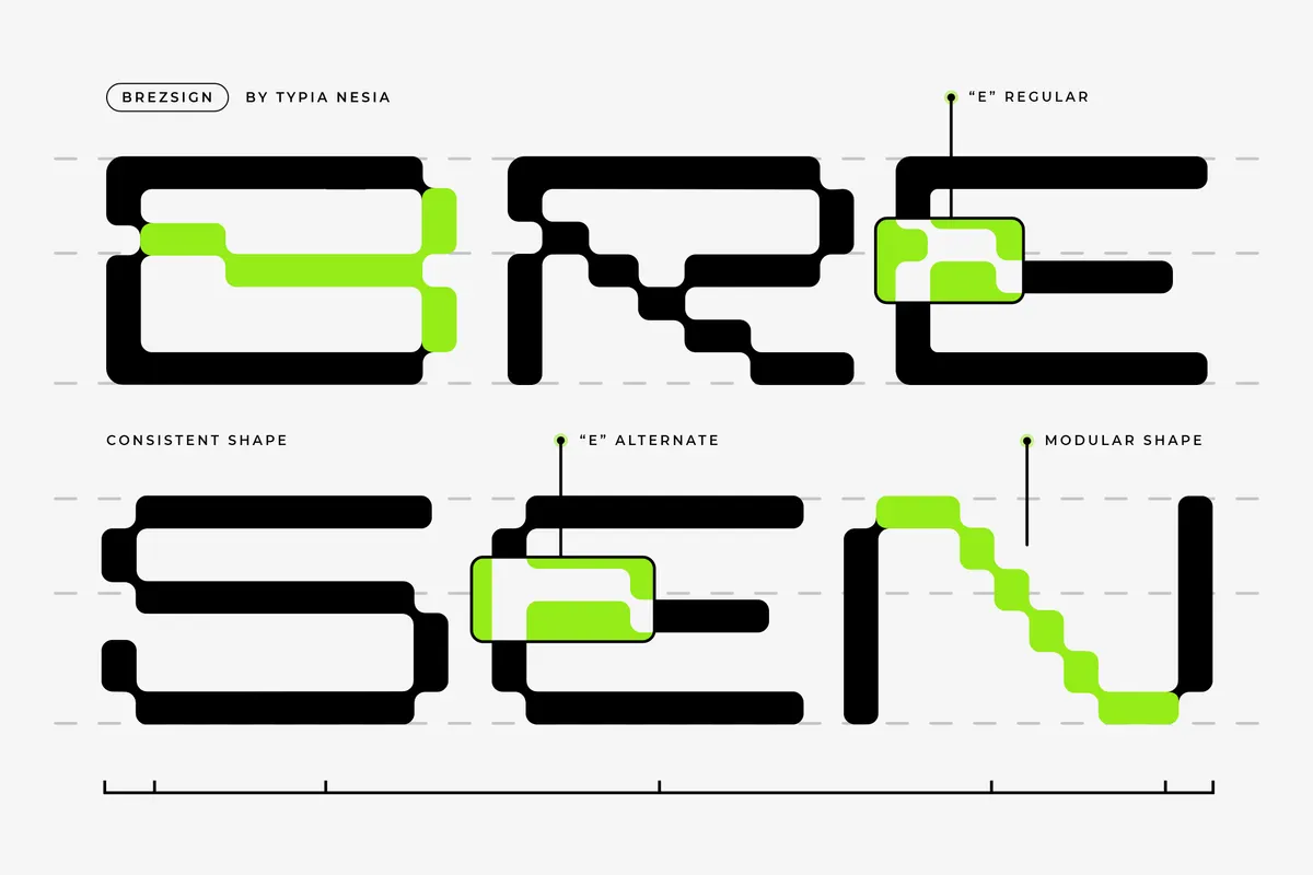 Brezsign - Futuristic Pixel Sans Font