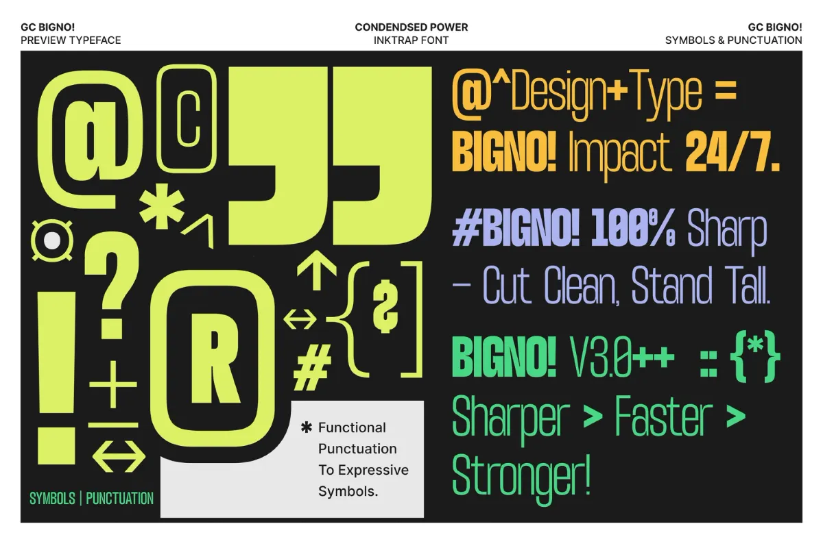 GC Bigno - Condensed Inktrap Grotesk Font