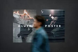 Glued Poster Mockup