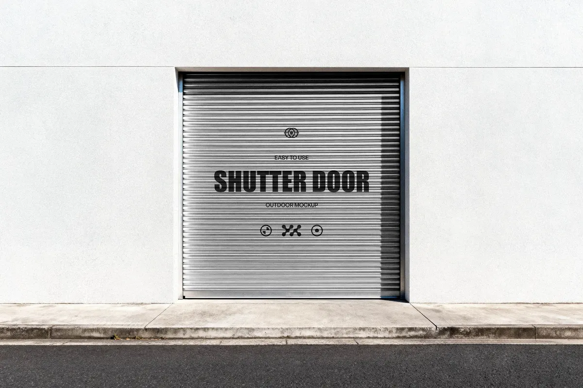 Metallic Shutter Door Mockup