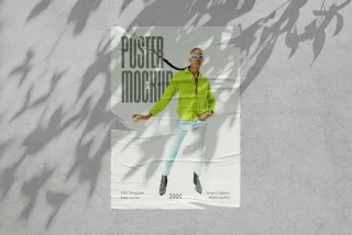 Concrete Wall Ripped Poster Mockup