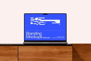 Wooden Cabinet MacBook Pro Mockup