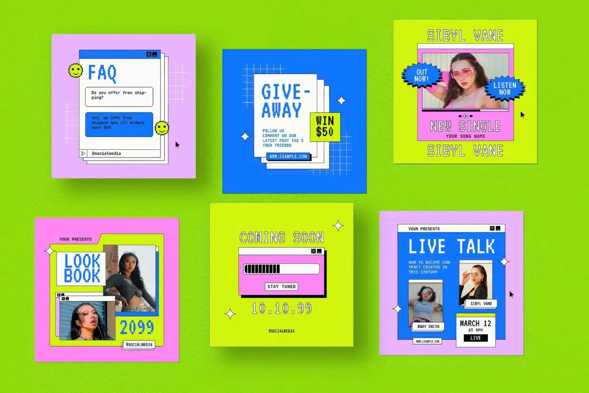 Retro UI Window — Instagram Post Templates