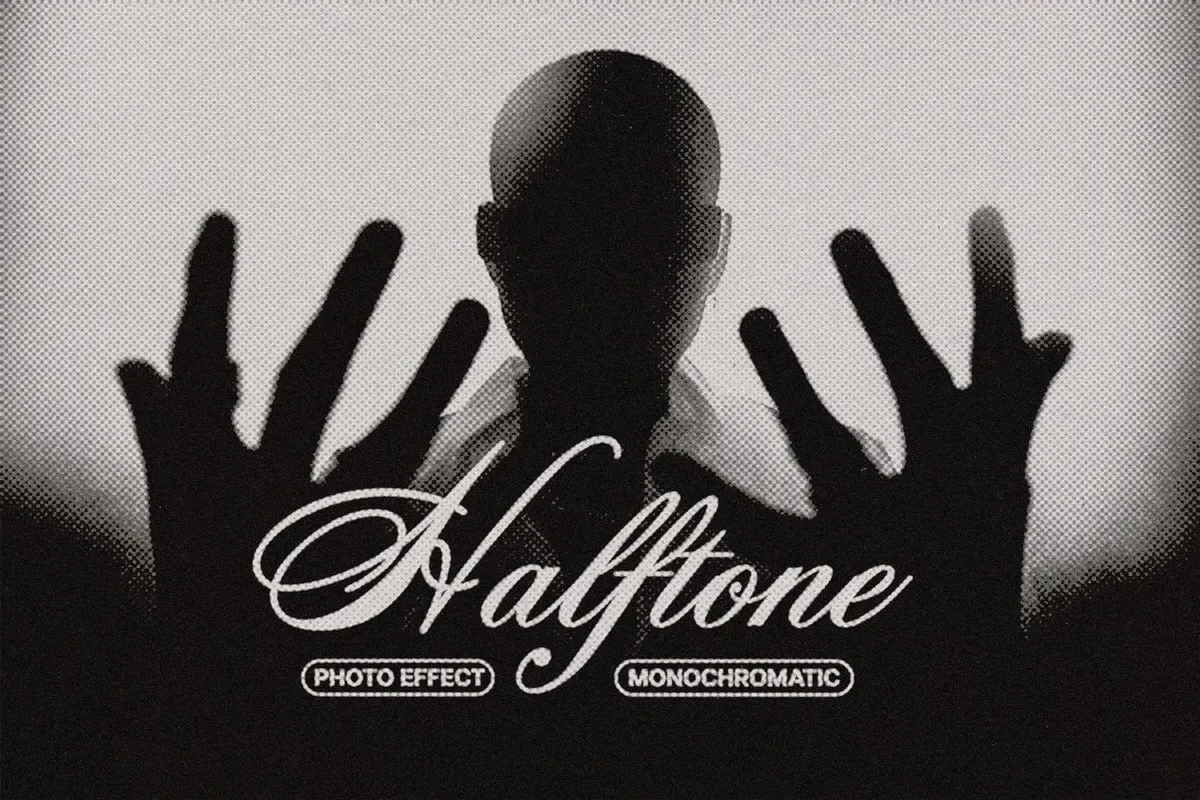 Monochromatic Halftone Photo Effect