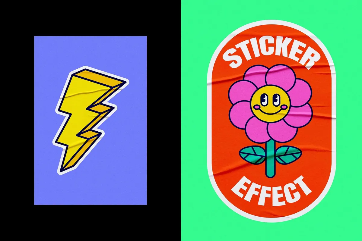 Crumpled Sticker Mockup