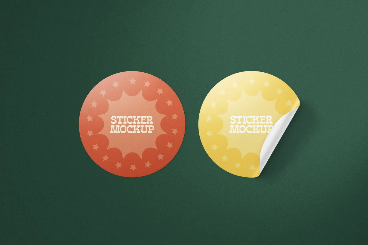 Round Plastic Stickers Mockup Duo