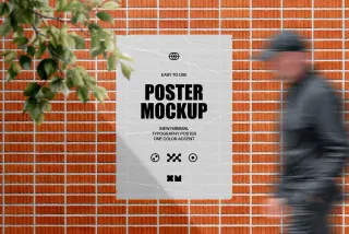 Red Brick Wall Poster Mockup