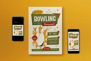 Green Mid Century Bowling Tournament Flyer
