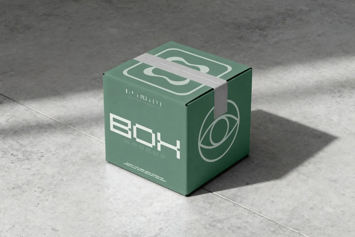 Shipping Box Mockup with Tape Seal
