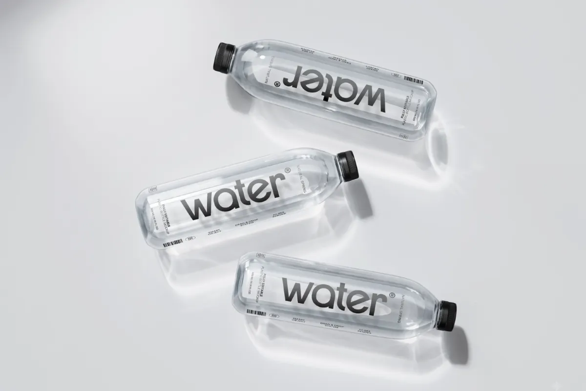 Clear Plastic Water Bottle Mockup for Branding
