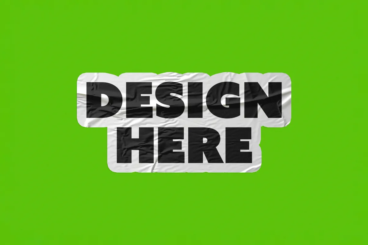 Wrinkled Matte Sticker Mockup