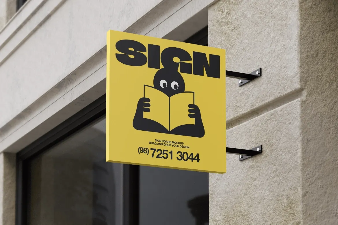 Square Shop Sign Mockup