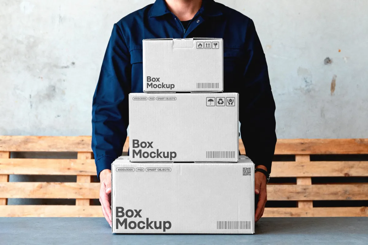 Shipping Box Mockup in Hands