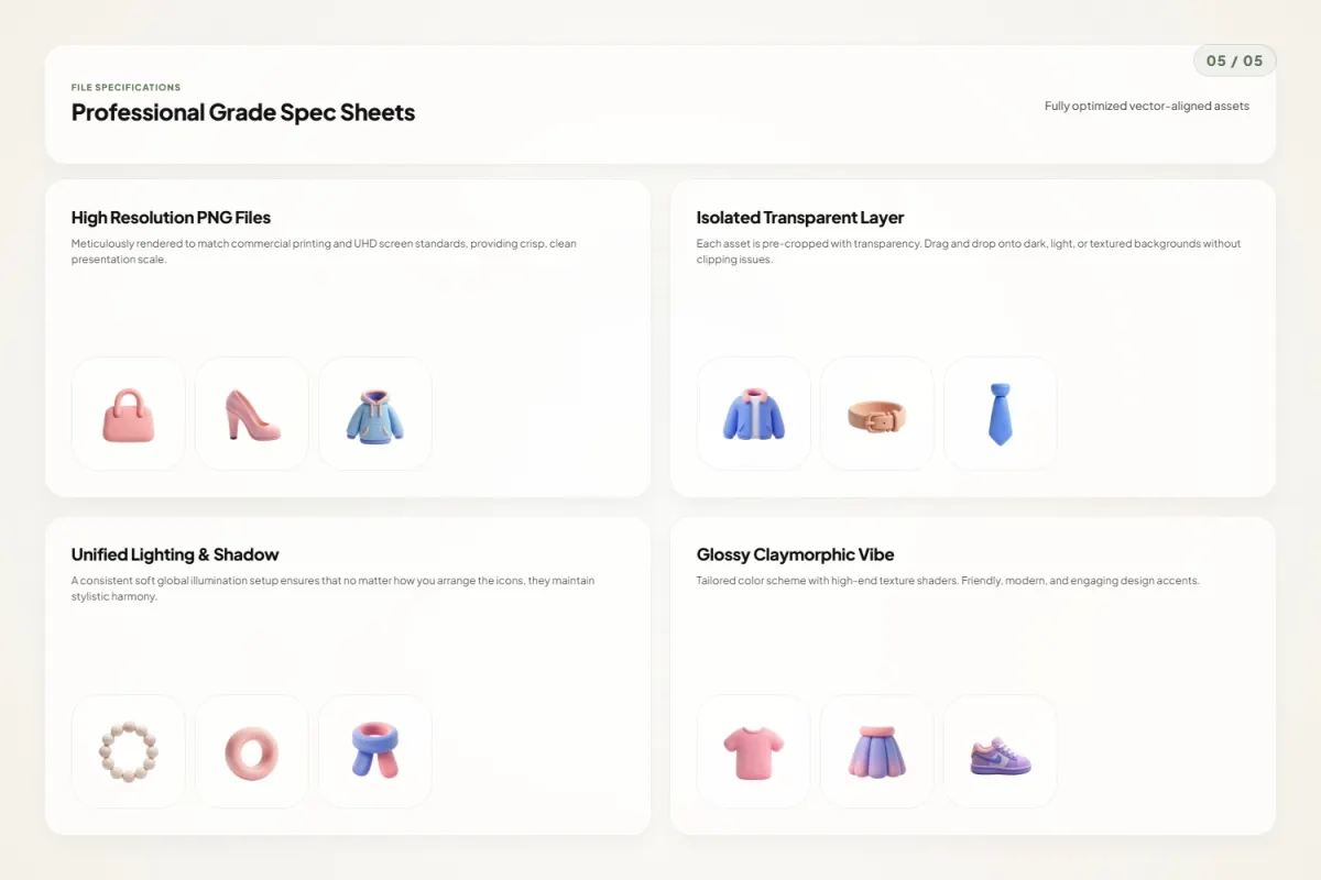 3D Clothing & Accessory Icons