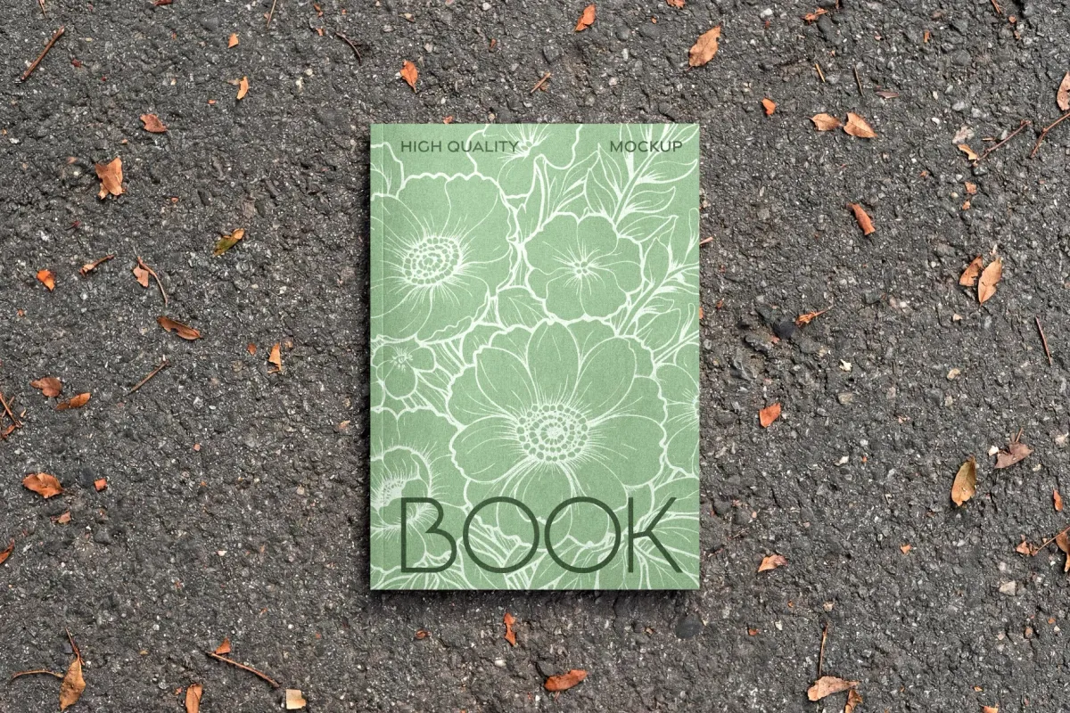 Hardcover Book Mockup on Asphalt Surface