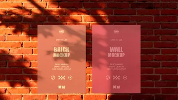 Urban Brick Wall Posters Mockup