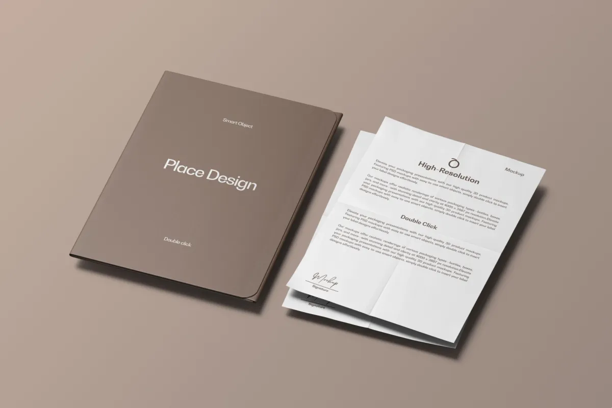 Presentation Folder & Paper Mockup