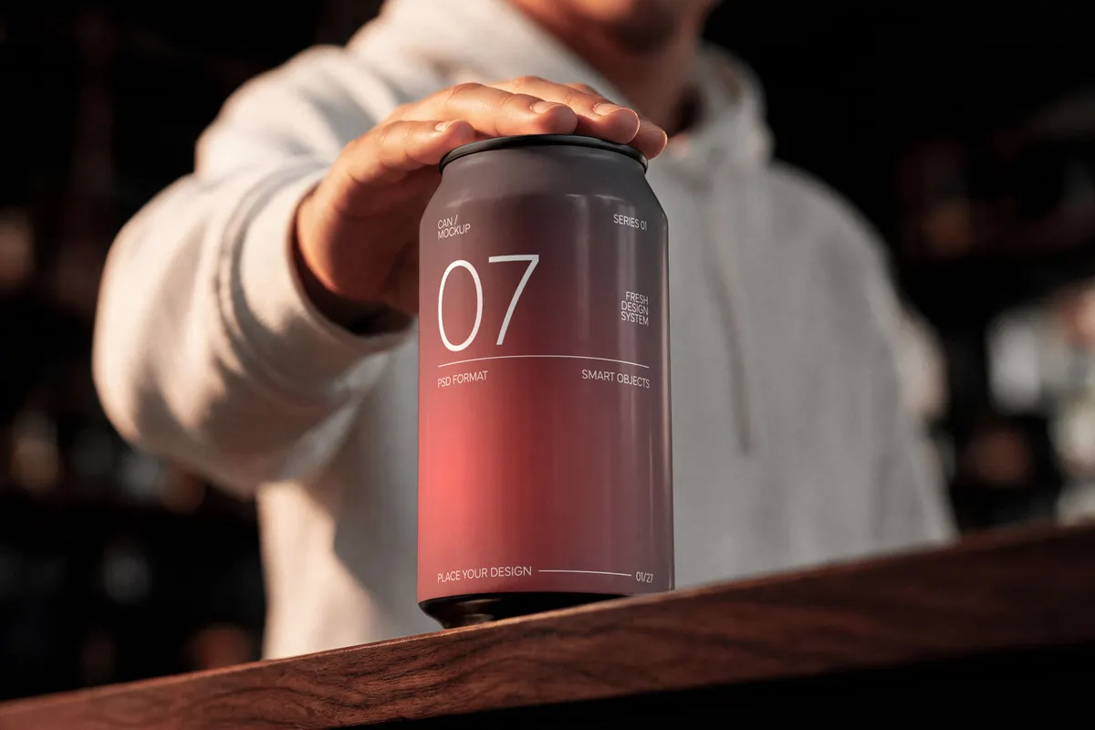 Close-Up Soda Can Mockup