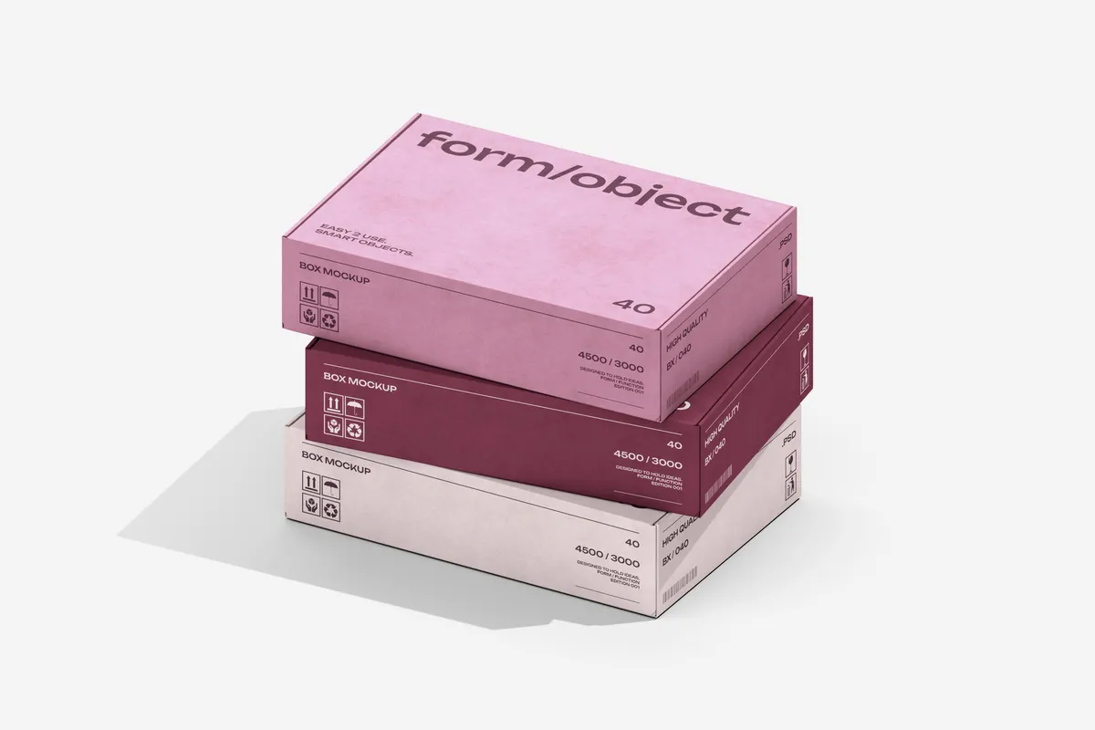 Stacked Shallow Boxes Mockup