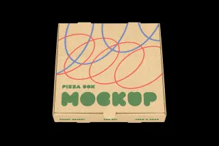 Cardboard Pizza Box Mockup