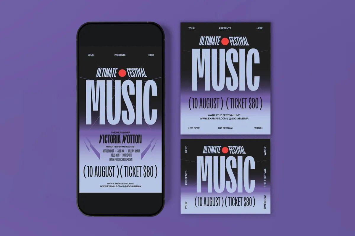 Purple Anti Design Music Festival Flyer