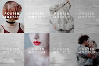 Creased Paper Posters Mockup