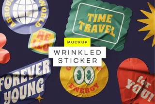 Wrinkled Sticker Mockup